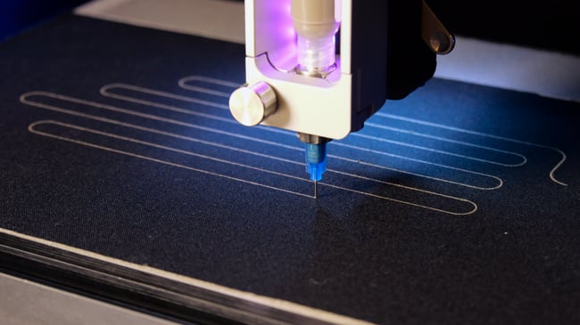 Printing on fabric heated mitten glove