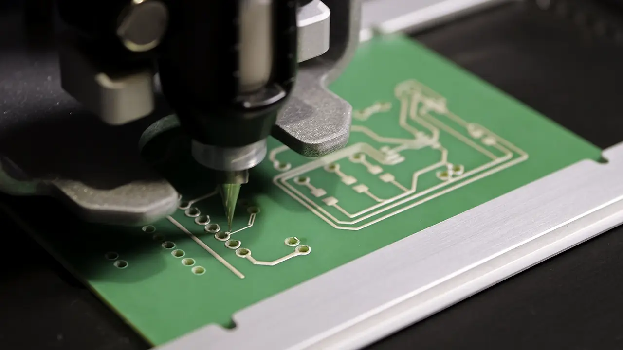 Voltera V-One printing conductive ink on a circuit board